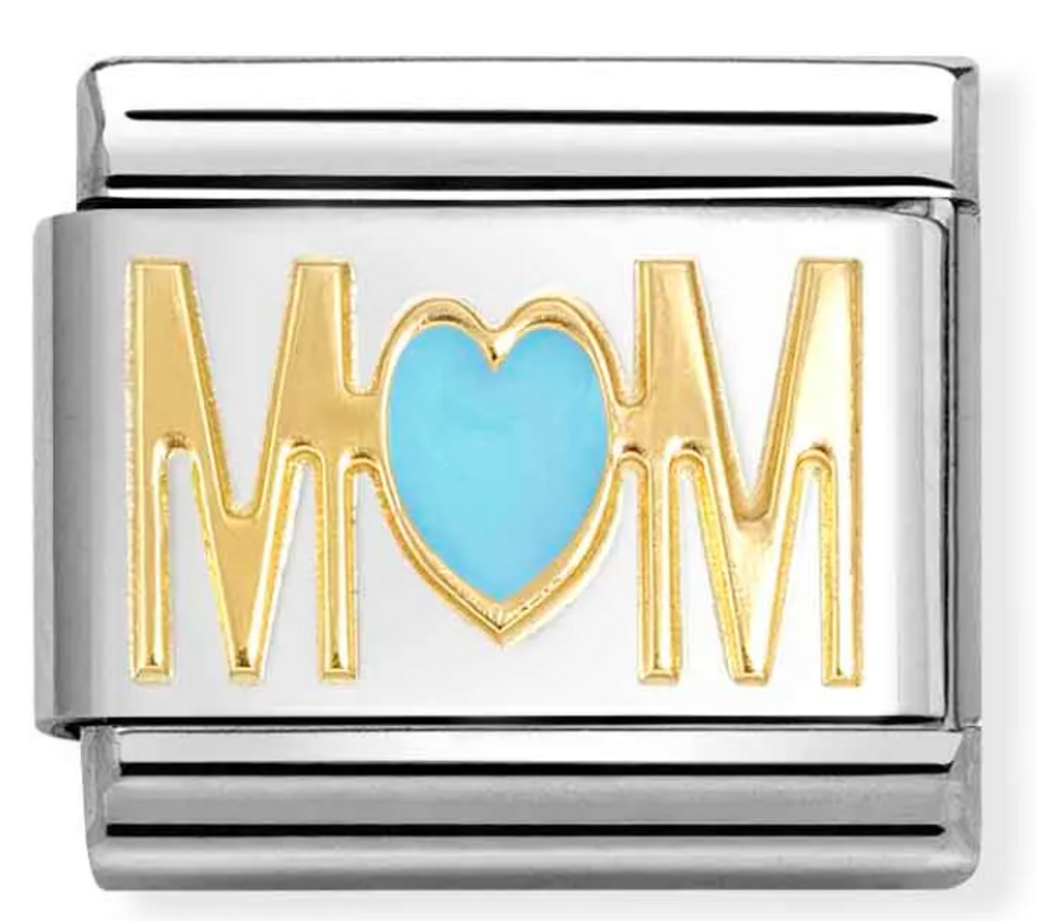 Nomination Link 18K zawieszka złoto 'MAMA' z niebieskim sercem 030272 83.png